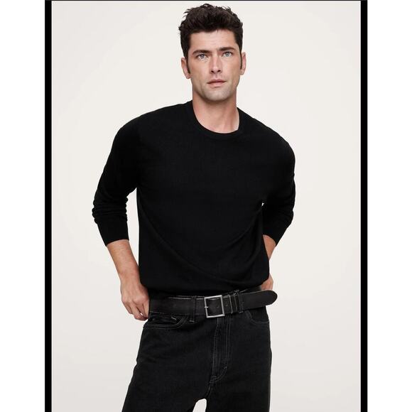 Banana Republic Men’s Extra Fine Italian Merino Wool Pullover Sweater Black L - Picture 1 of 4